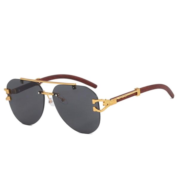 Elegant AB Cartier-Inspired Rimless Sunglasses for Women – Gold/Black