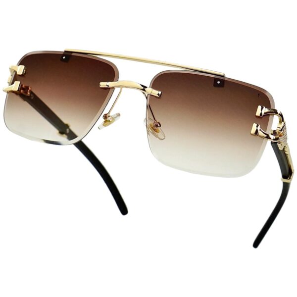 Luxury Cartier-Inspired Rimless Sunglasses for Men – Gold/Brown Gradient - Image 3